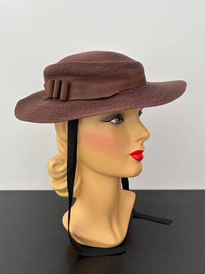 1940s/50s Wide Brim Raffia Hat
