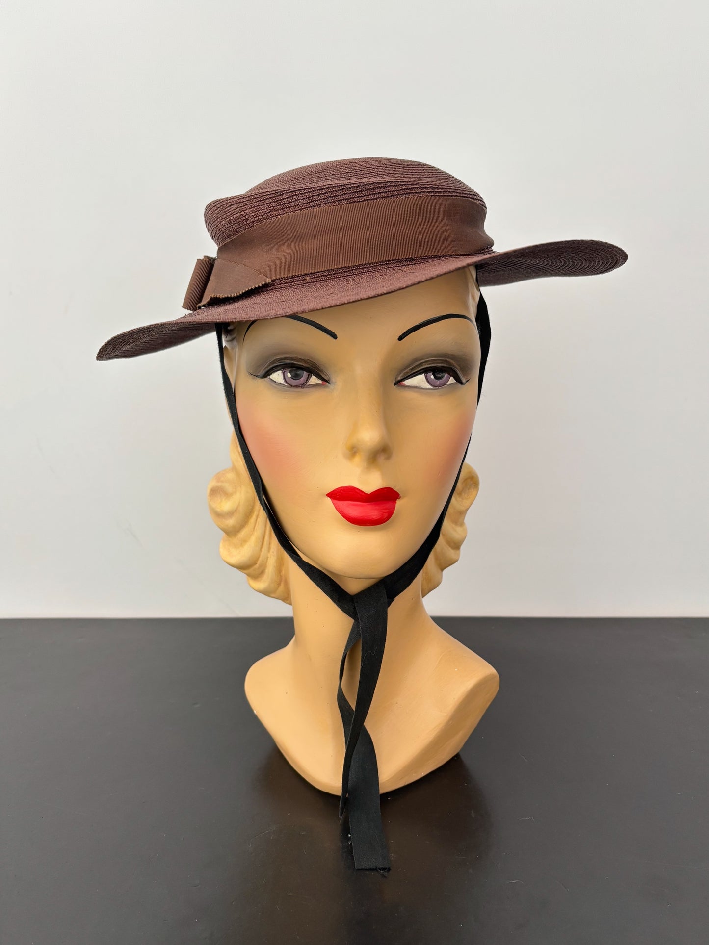 1940s/50s Wide Brim Raffia Hat