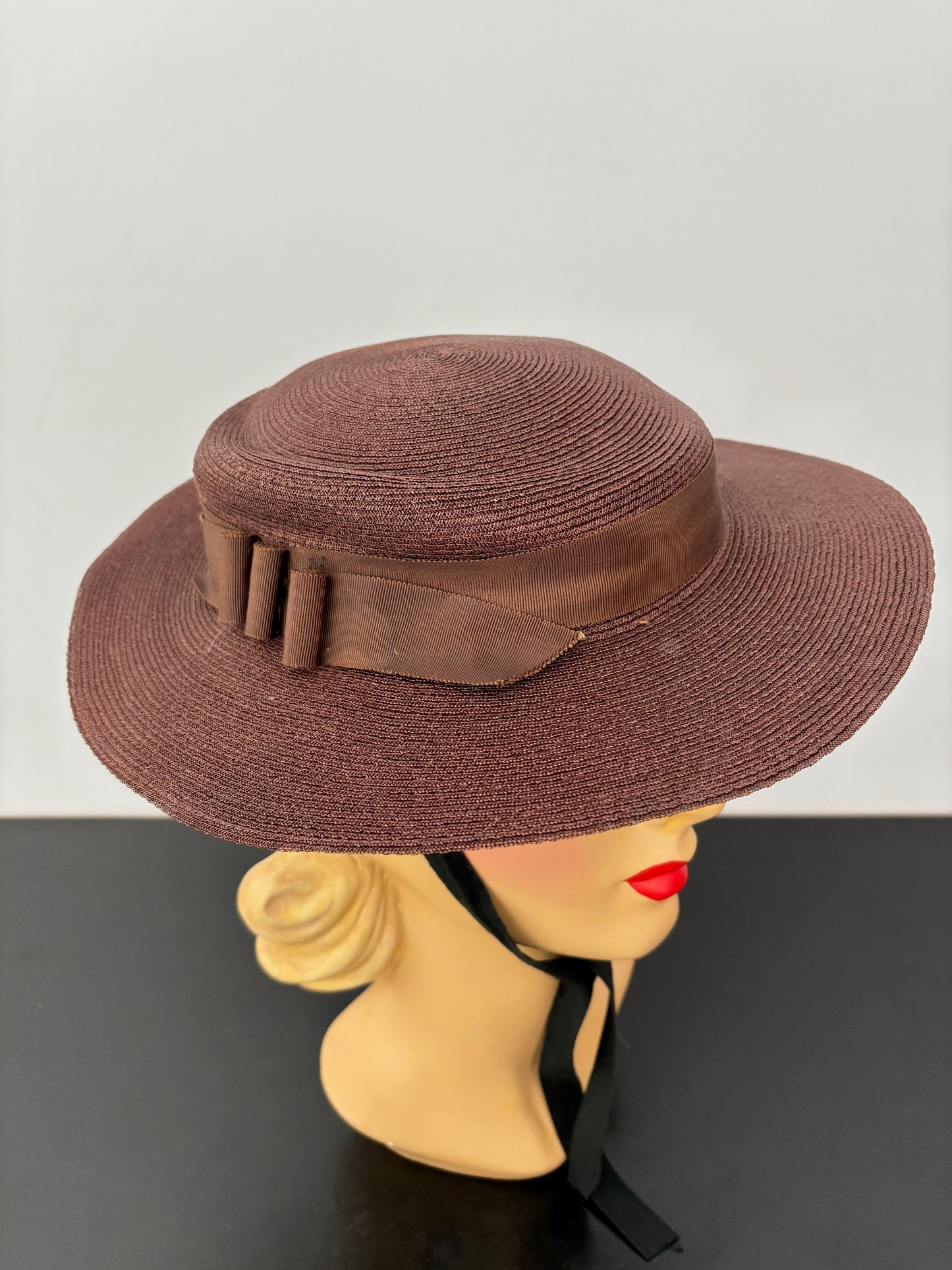 1940s/50s Wide Brim Raffia Hat