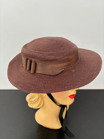 1940s/50s Wide Brim Raffia Hat