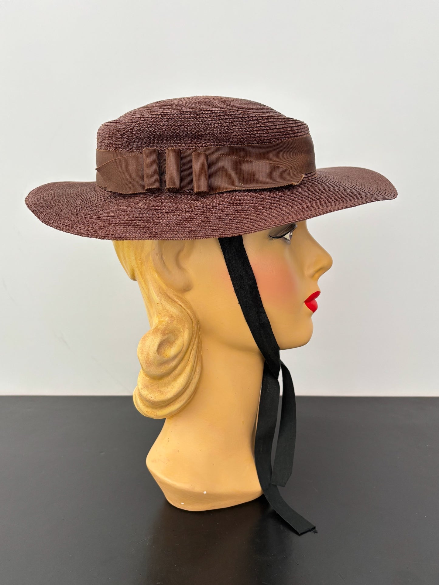 1940s/50s Wide Brim Raffia Hat
