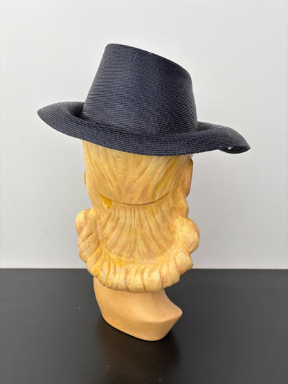 Deadstock 1940s/50s Navy Blue Hard Straw Hat