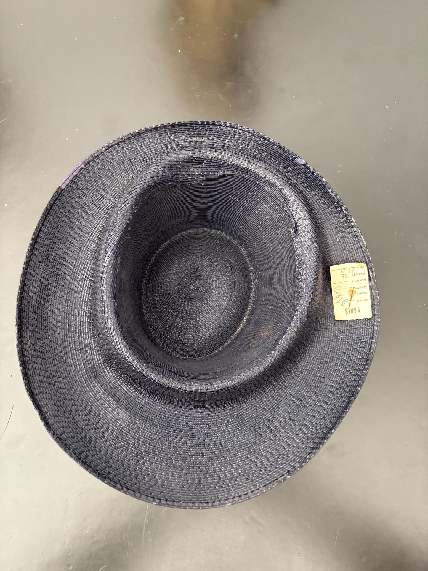Deadstock 1940s/50s Navy Blue Hard Straw Hat
