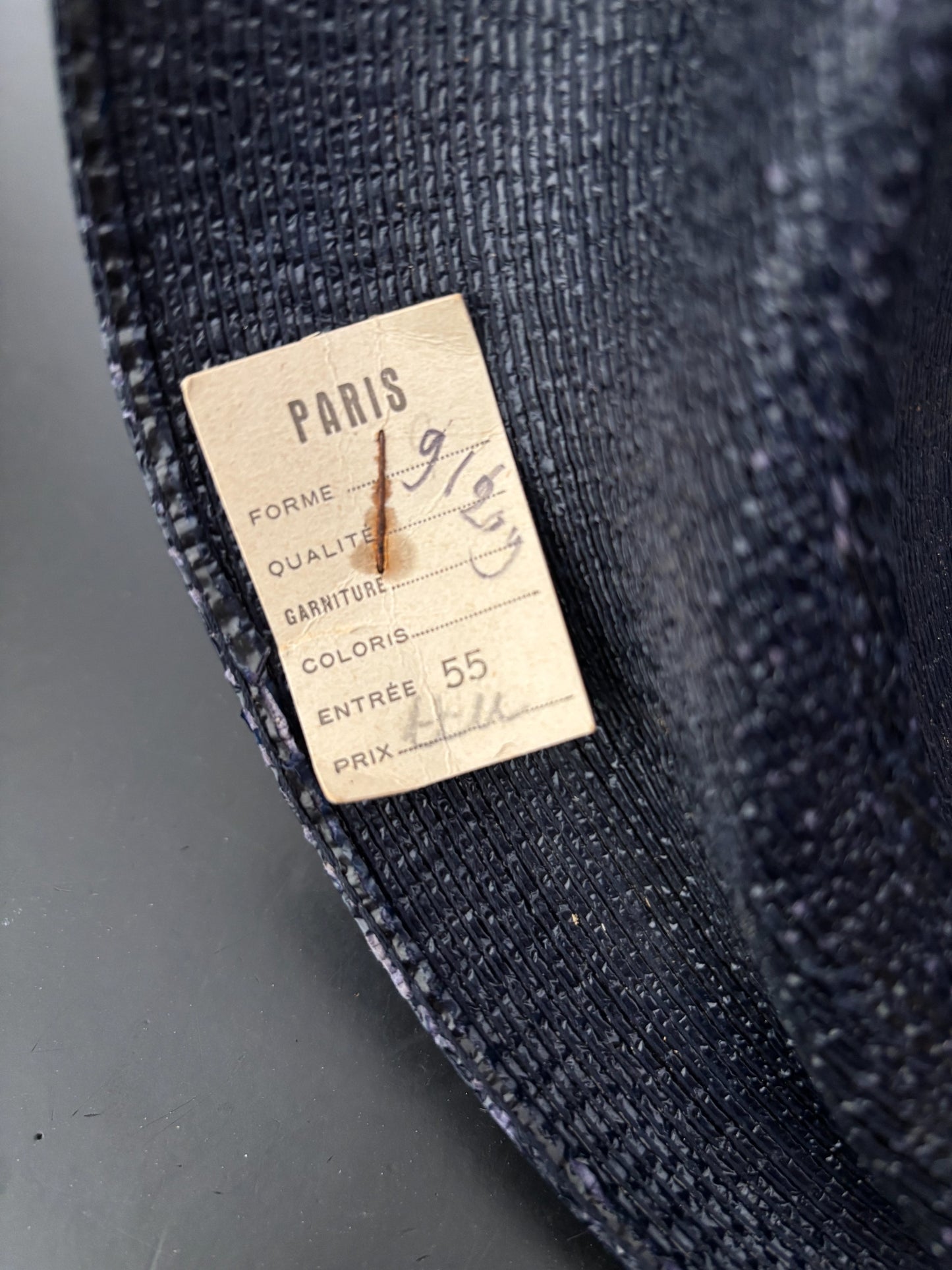 Deadstock 1940s/50s Navy Blue Hard Straw Hat