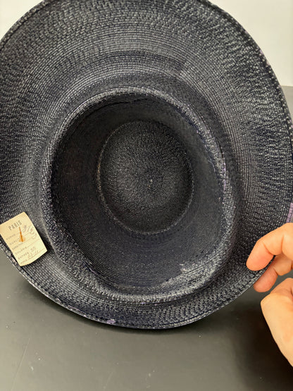 Deadstock 1940s/50s Navy Blue Hard Straw Hat