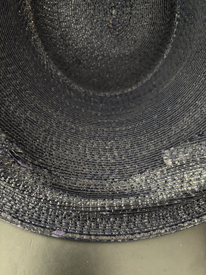 Deadstock 1940s/50s Navy Blue Hard Straw Hat