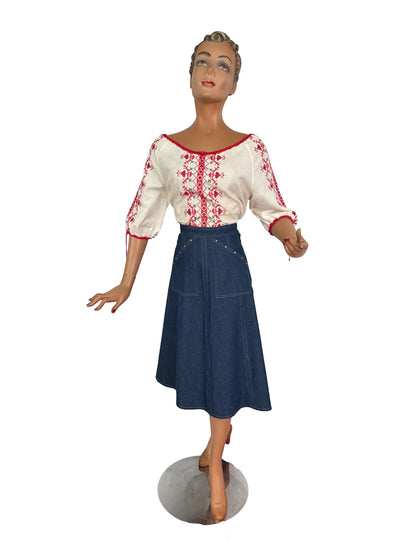 L/XL | 1950s Romanian Embroidered Blouse