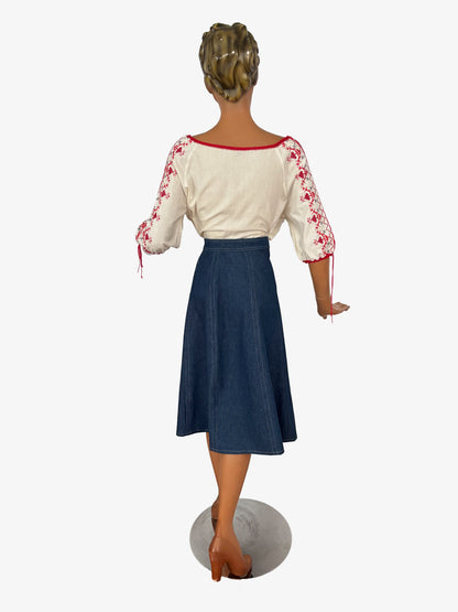 L/XL | 1950s Romanian Embroidered Blouse