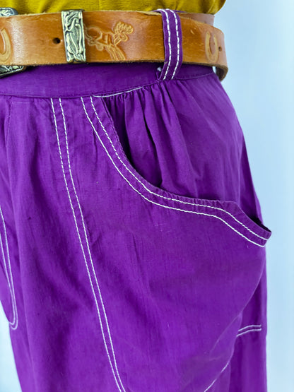 XS/S | 1950s Queen Casuals Purple Cotton Skirt With Pockets