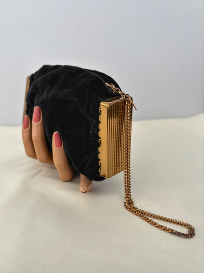 1950s/60s Waldes Black Velvet Cocktail Bag
