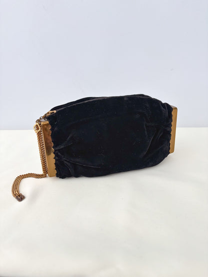 1950s/60s Waldes Black Velvet Cocktail Bag