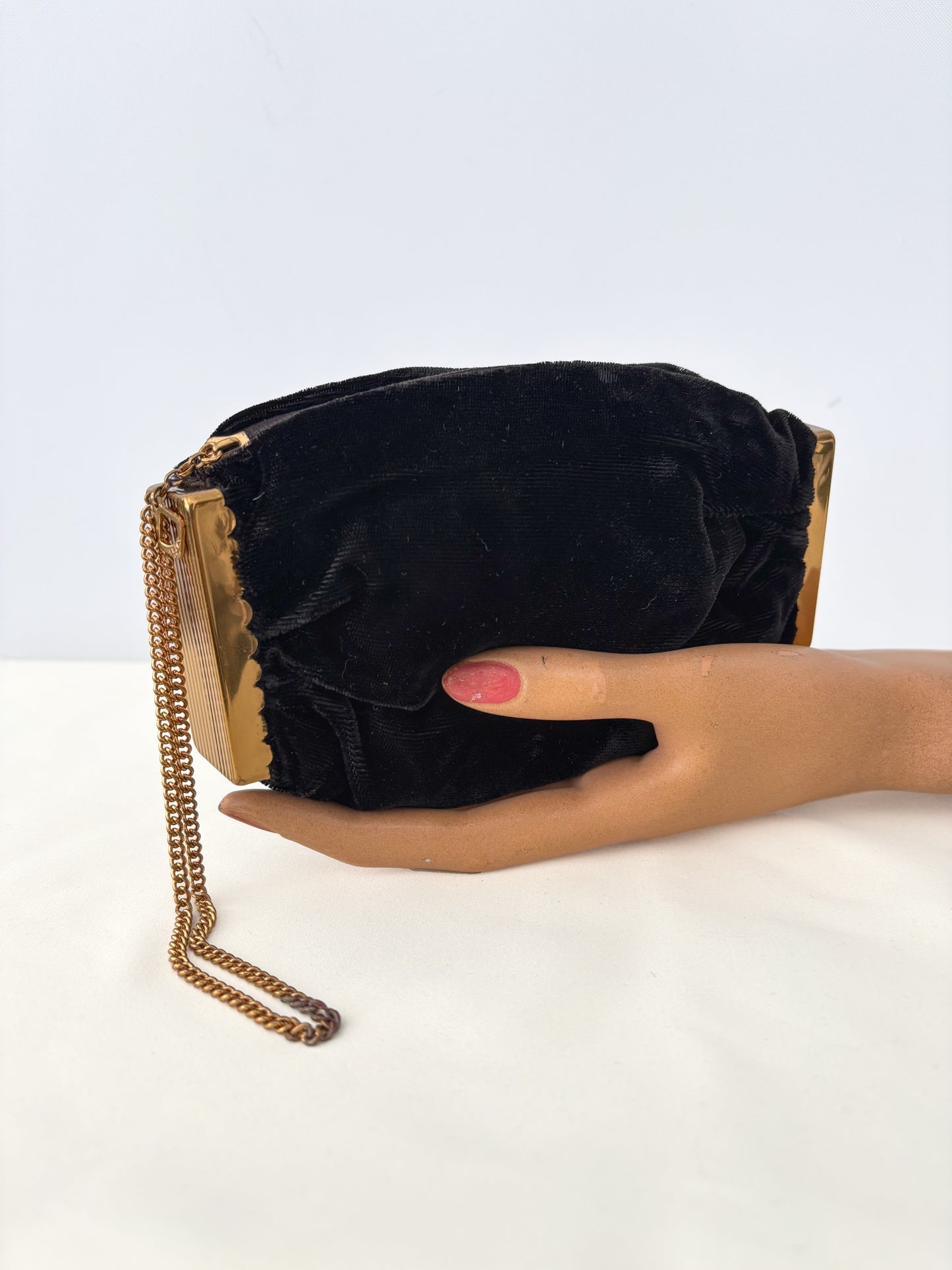 1950s/60s Waldes Black Velvet Cocktail Bag