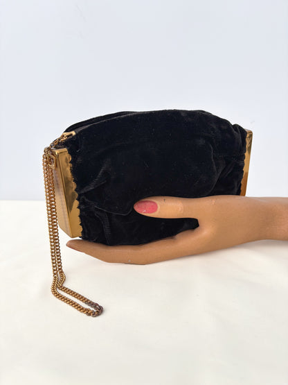 1950s/60s Waldes Black Velvet Cocktail Bag