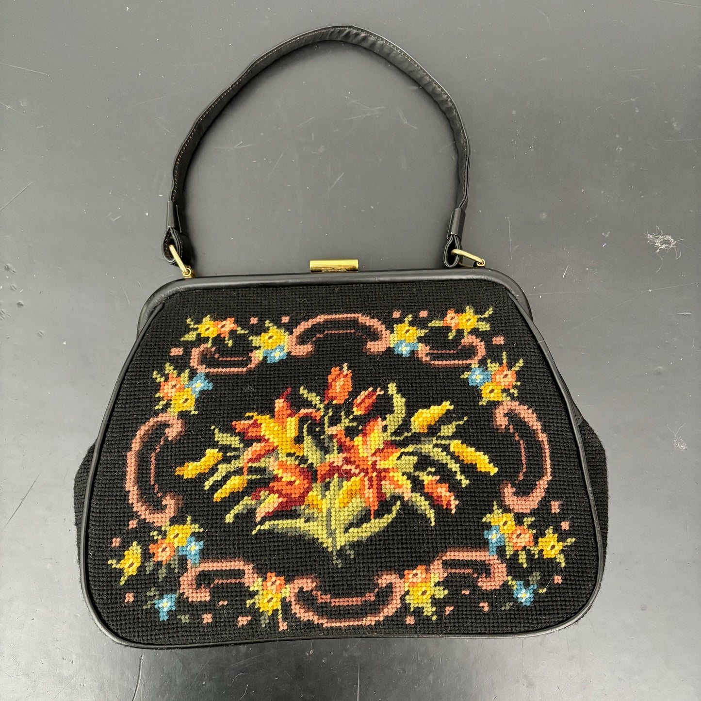 1950s/60s Floral Needlepoint Handbag