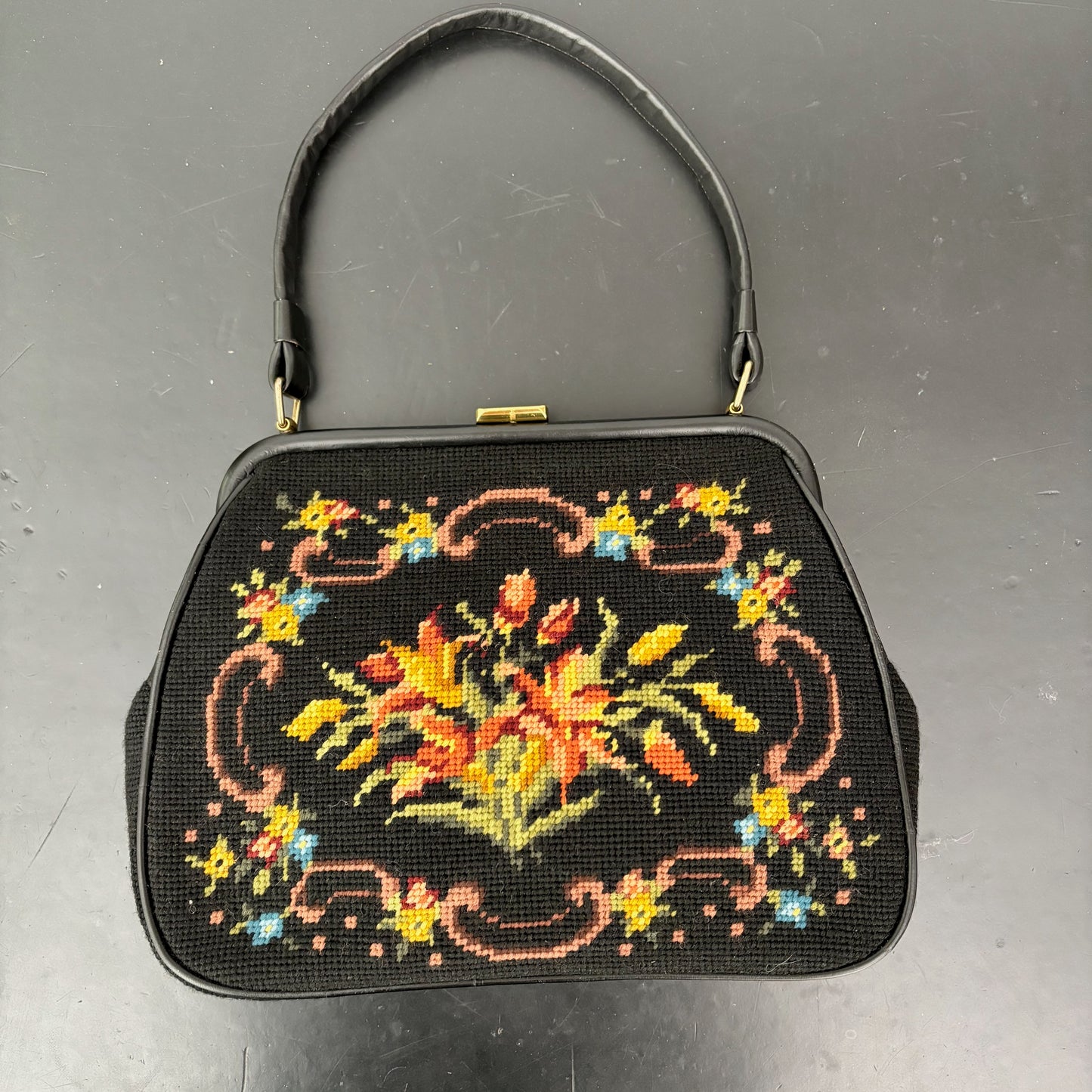 1950s/60s Floral Needlepoint Handbag