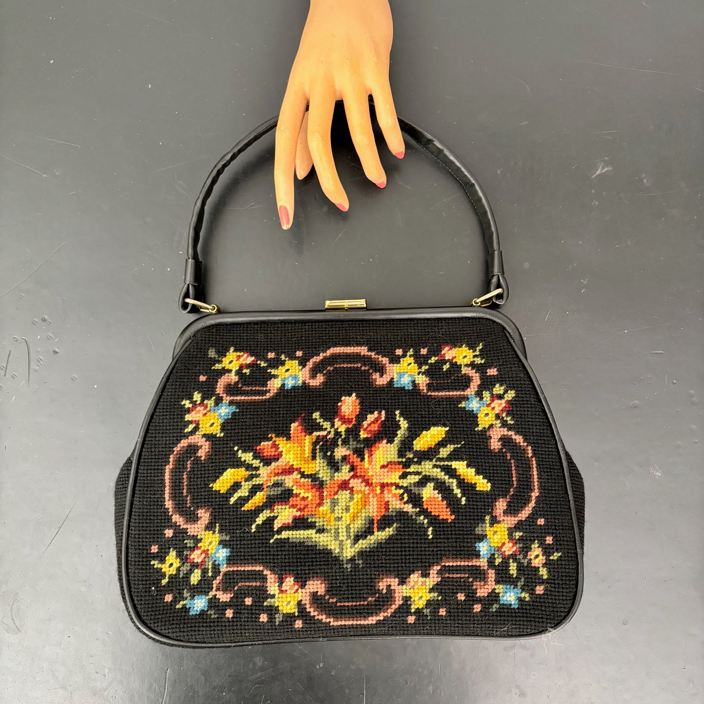 1950s/60s Floral Needlepoint Handbag