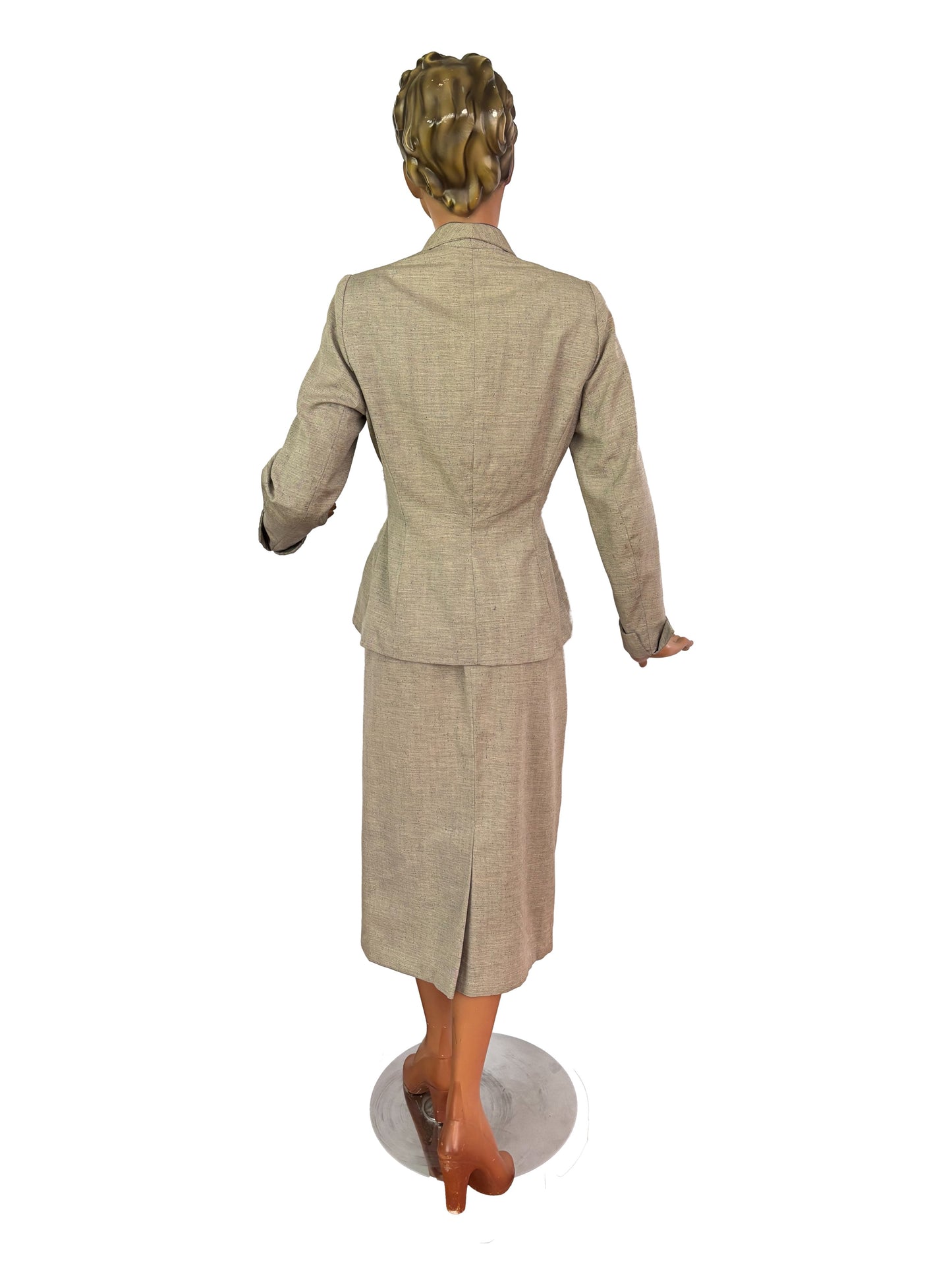 1940s Lilli Ann Speckled Grey Gabardine Wool Suit | XS/S