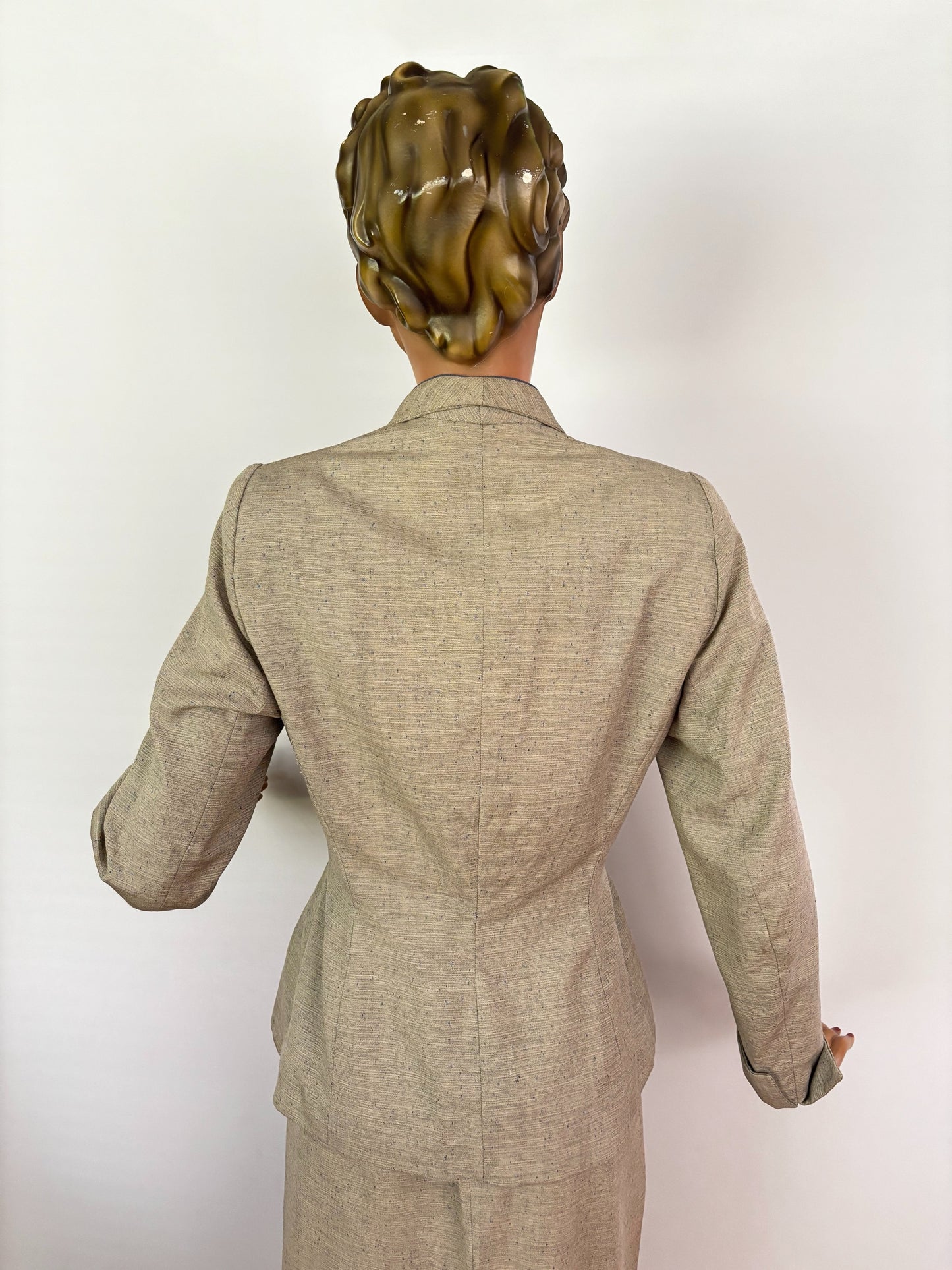 1940s Lilli Ann Speckled Grey Gabardine Wool Suit | XS/S