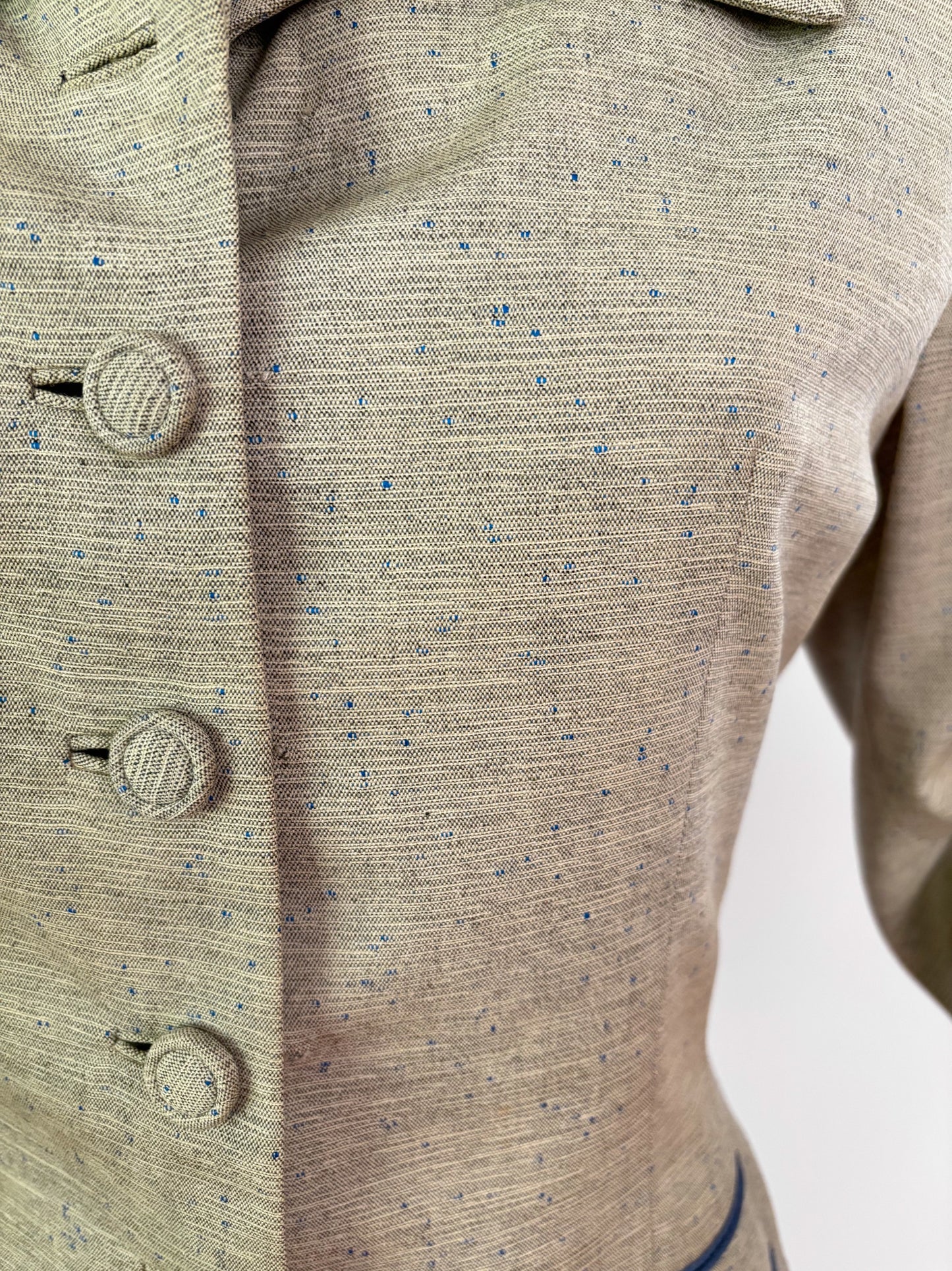 1940s Lilli Ann Speckled Grey Gabardine Wool Suit | XS/S