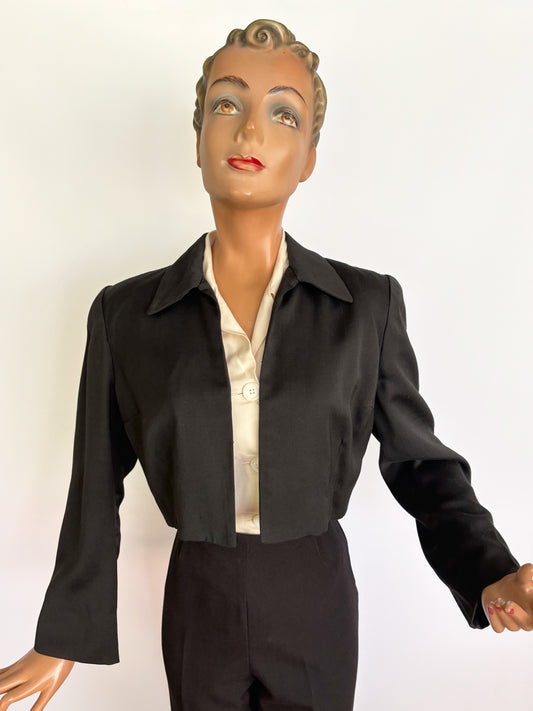 S/M | 1940s Style Black Bolero Jacket