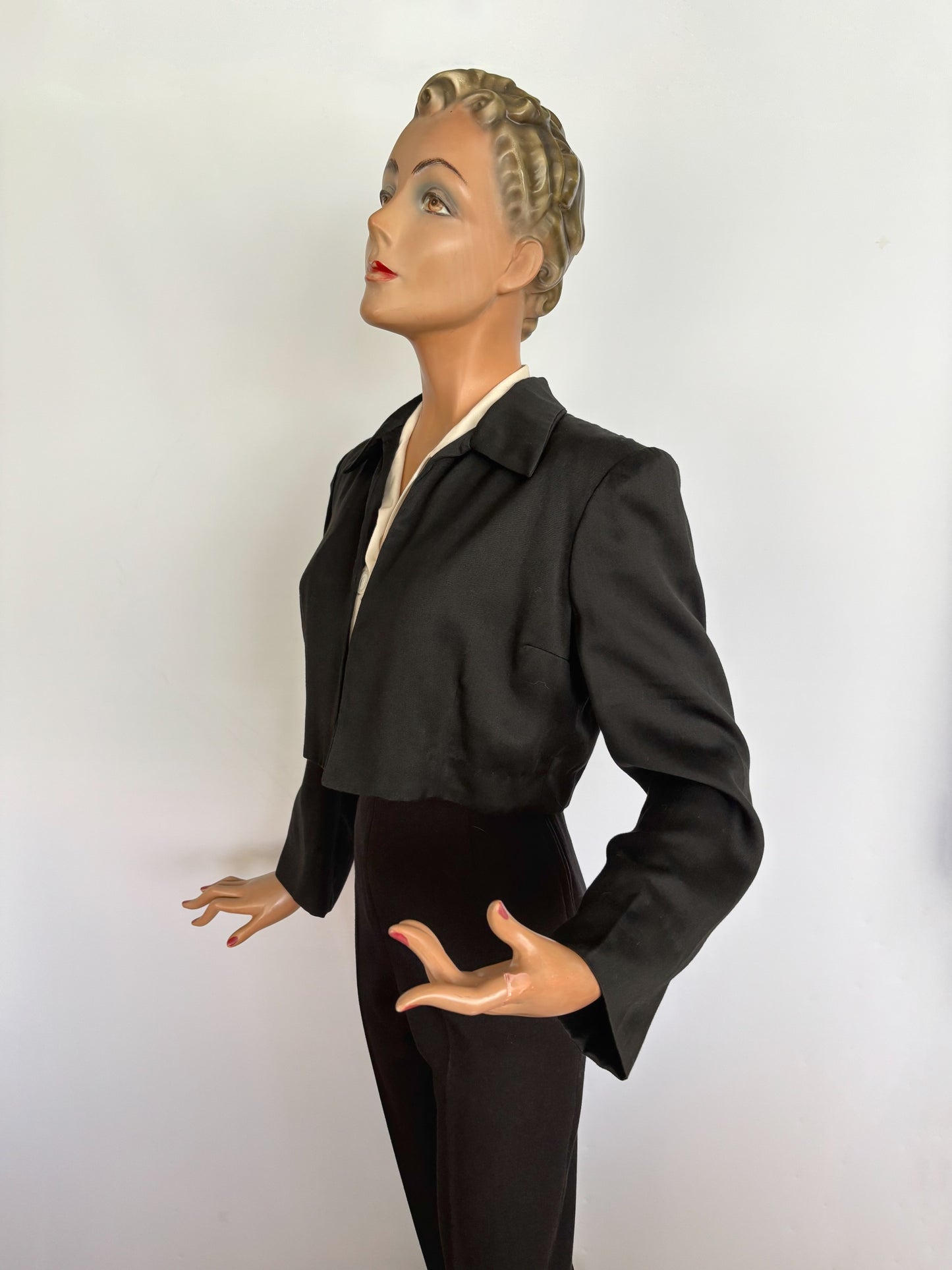 S/M | 1940s Style Black Bolero Jacket