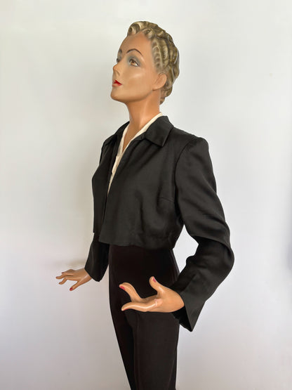 S/M | 1940s Style Black Bolero Jacket