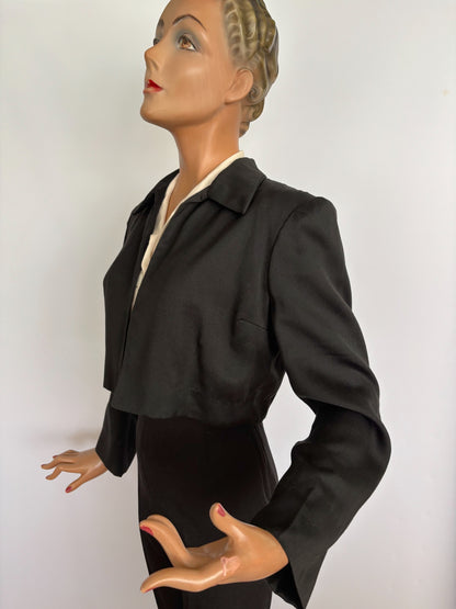 S/M | 1940s Style Black Bolero Jacket