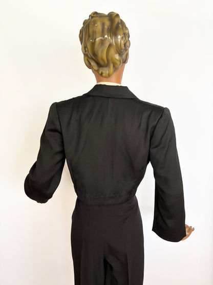 S/M | 1940s Style Black Bolero Jacket
