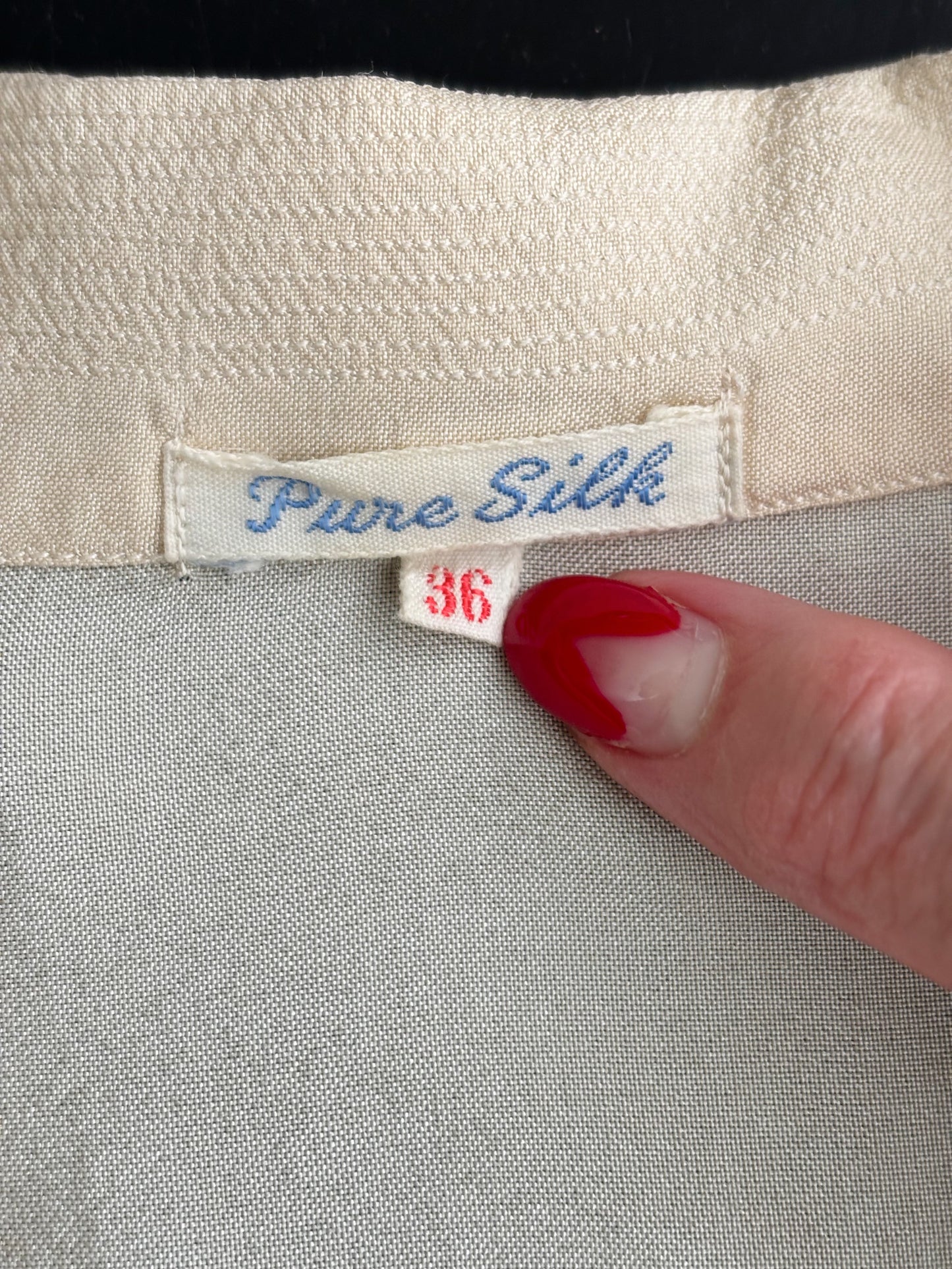 1950s Off White Silk Blouse | L