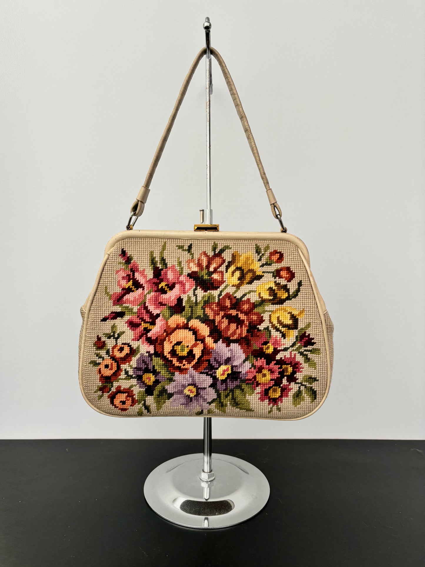 1950s/60s Floral Needlepoint Handbag