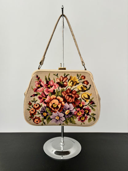 1950s/60s Floral Needlepoint Handbag