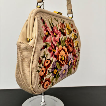 1950s/60s Floral Needlepoint Handbag