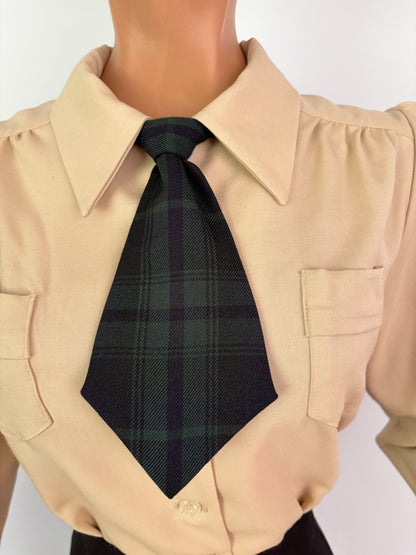 1930s/1940s Style Necktie - Plaid and Embroidered