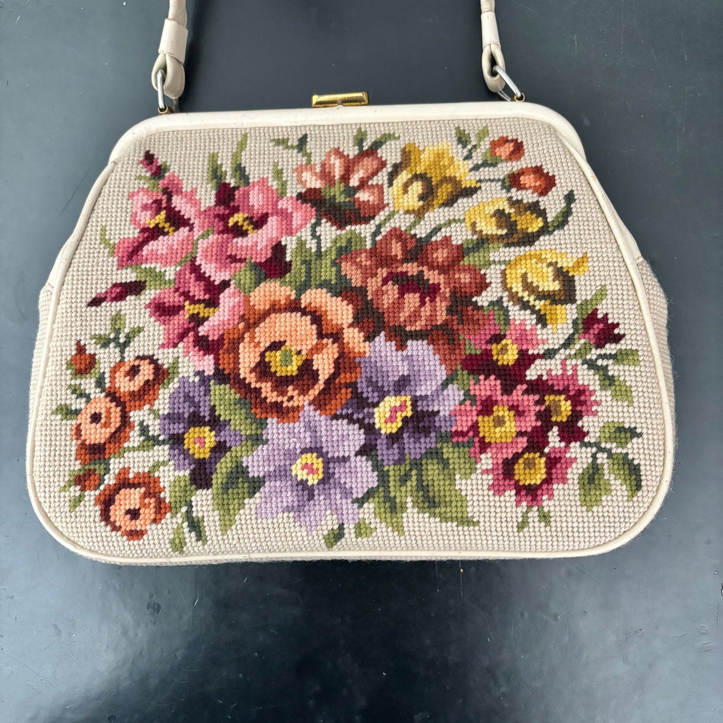 1950s/60s Floral Needlepoint Handbag