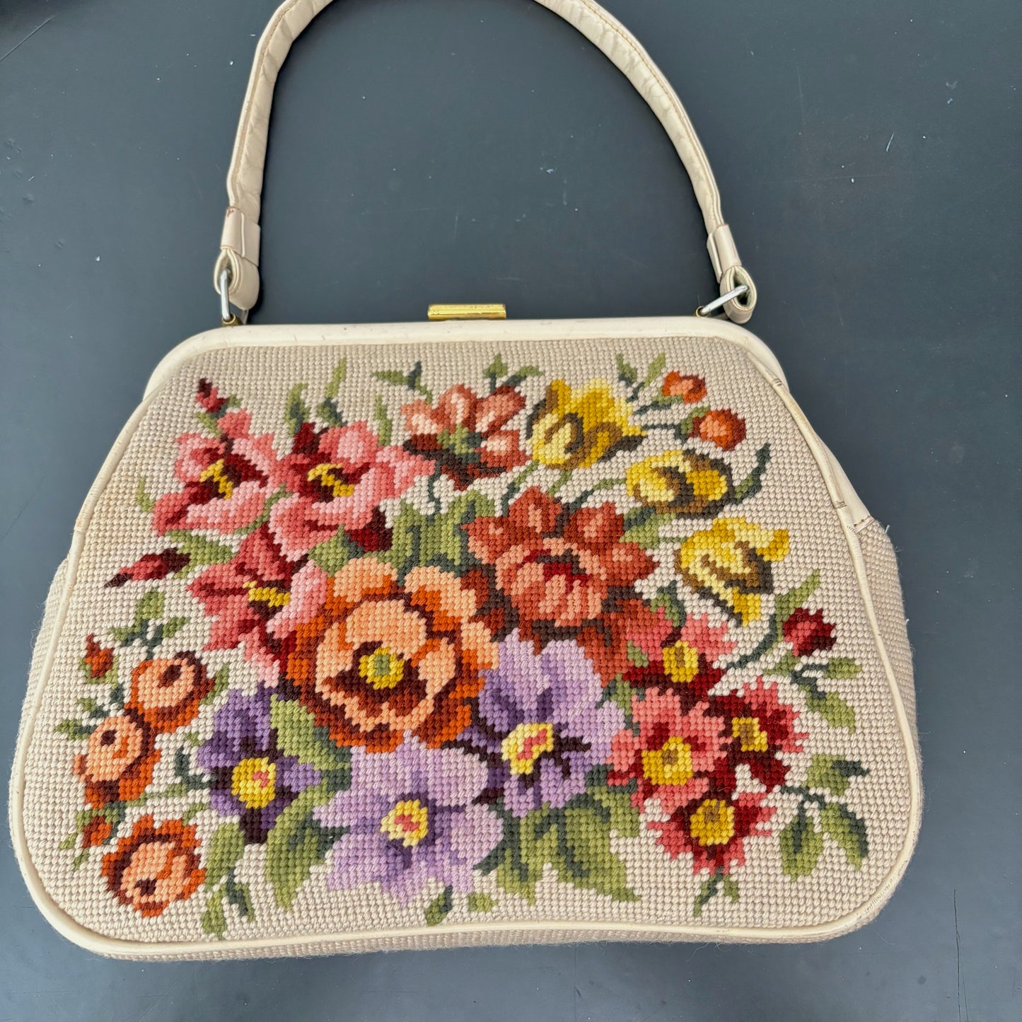 1950s/60s Floral Needlepoint Handbag