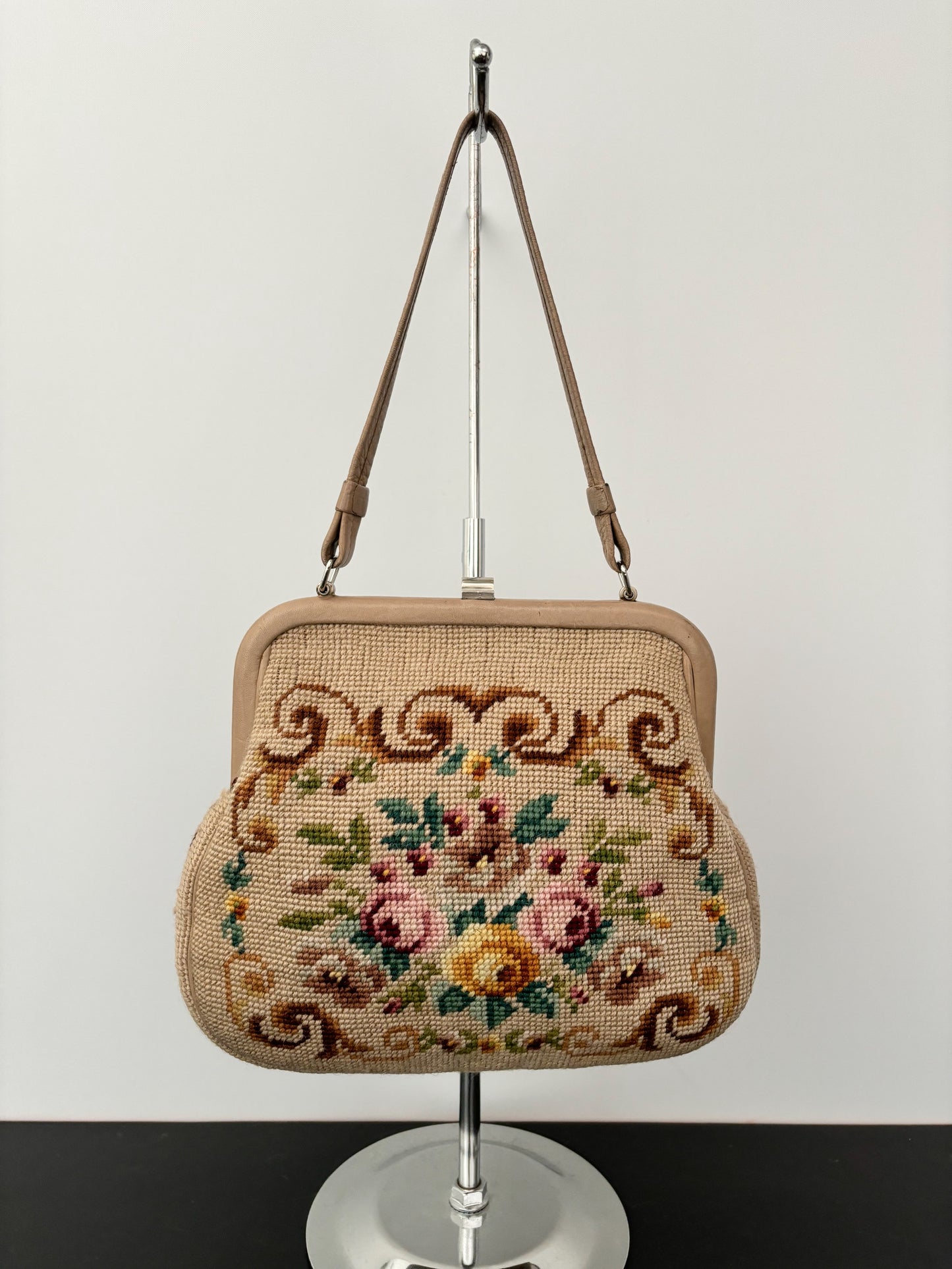 1950s/60s Floral Needlepoint Handbag