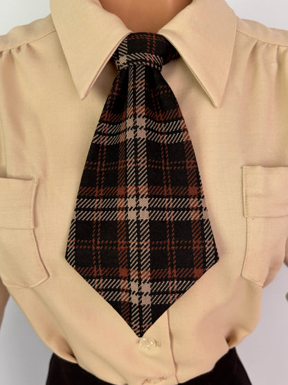 1930s/1940s Style Necktie - Plaid and Embroidered