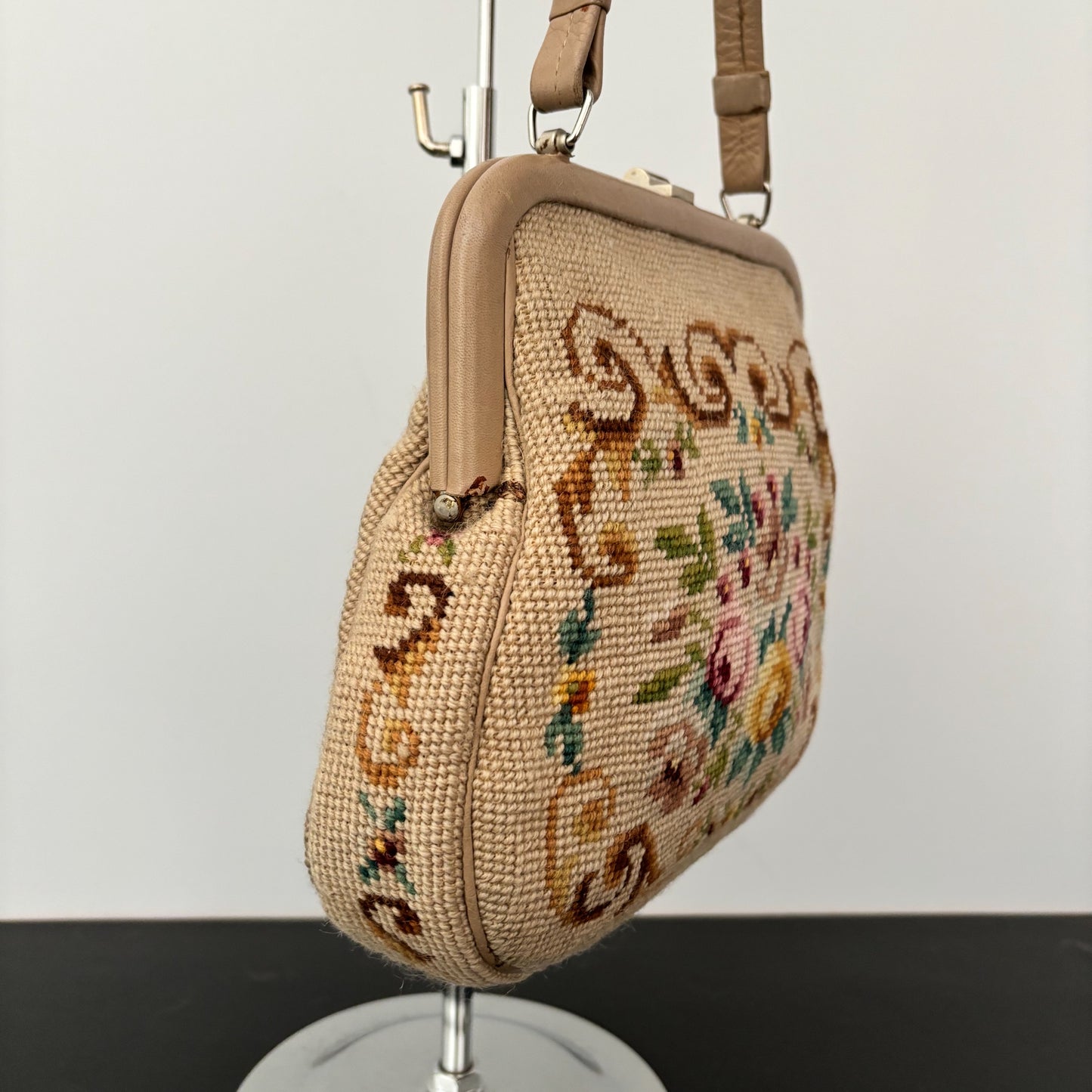 1950s/60s Floral Needlepoint Handbag