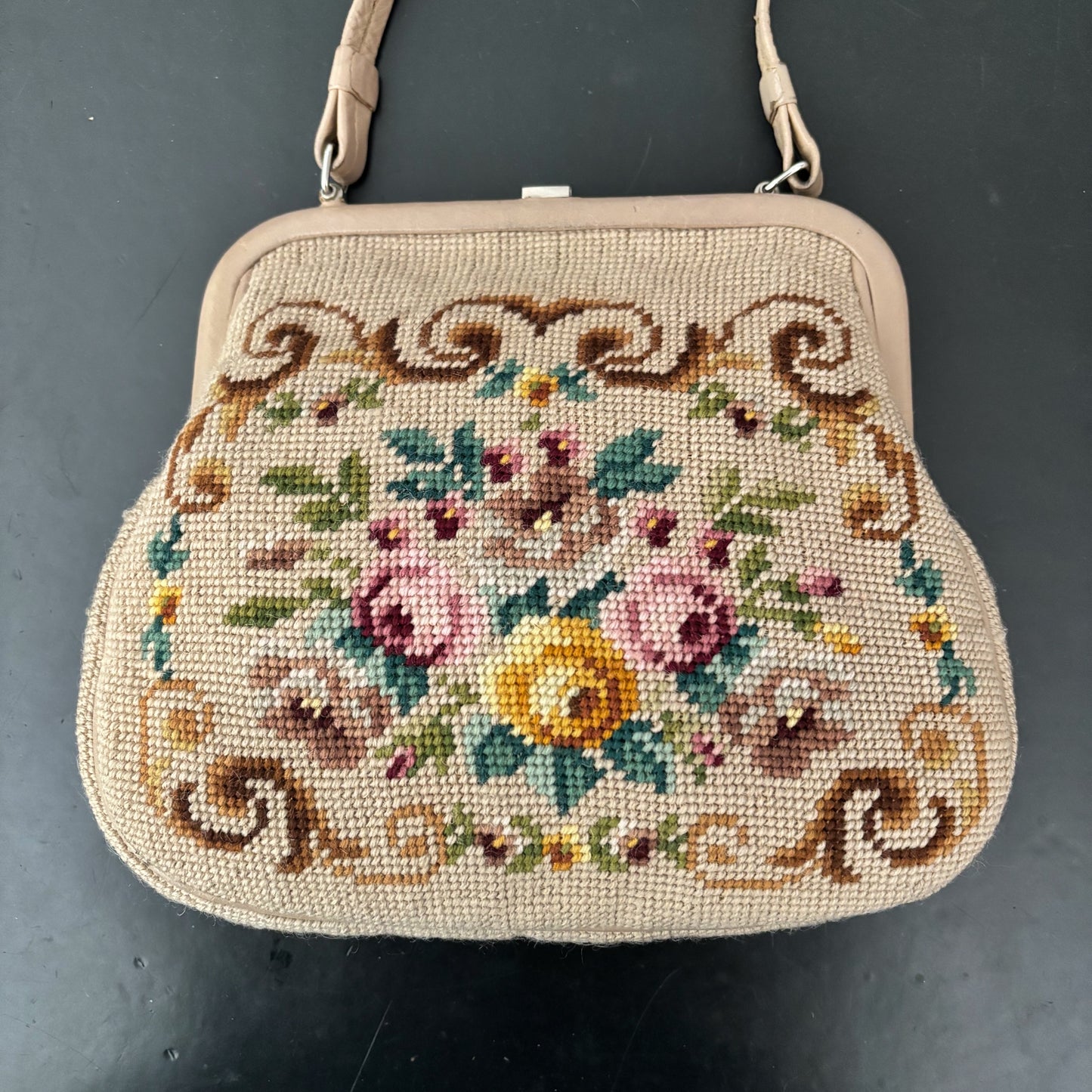 1950s/60s Floral Needlepoint Handbag