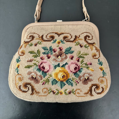 1950s/60s Floral Needlepoint Handbag