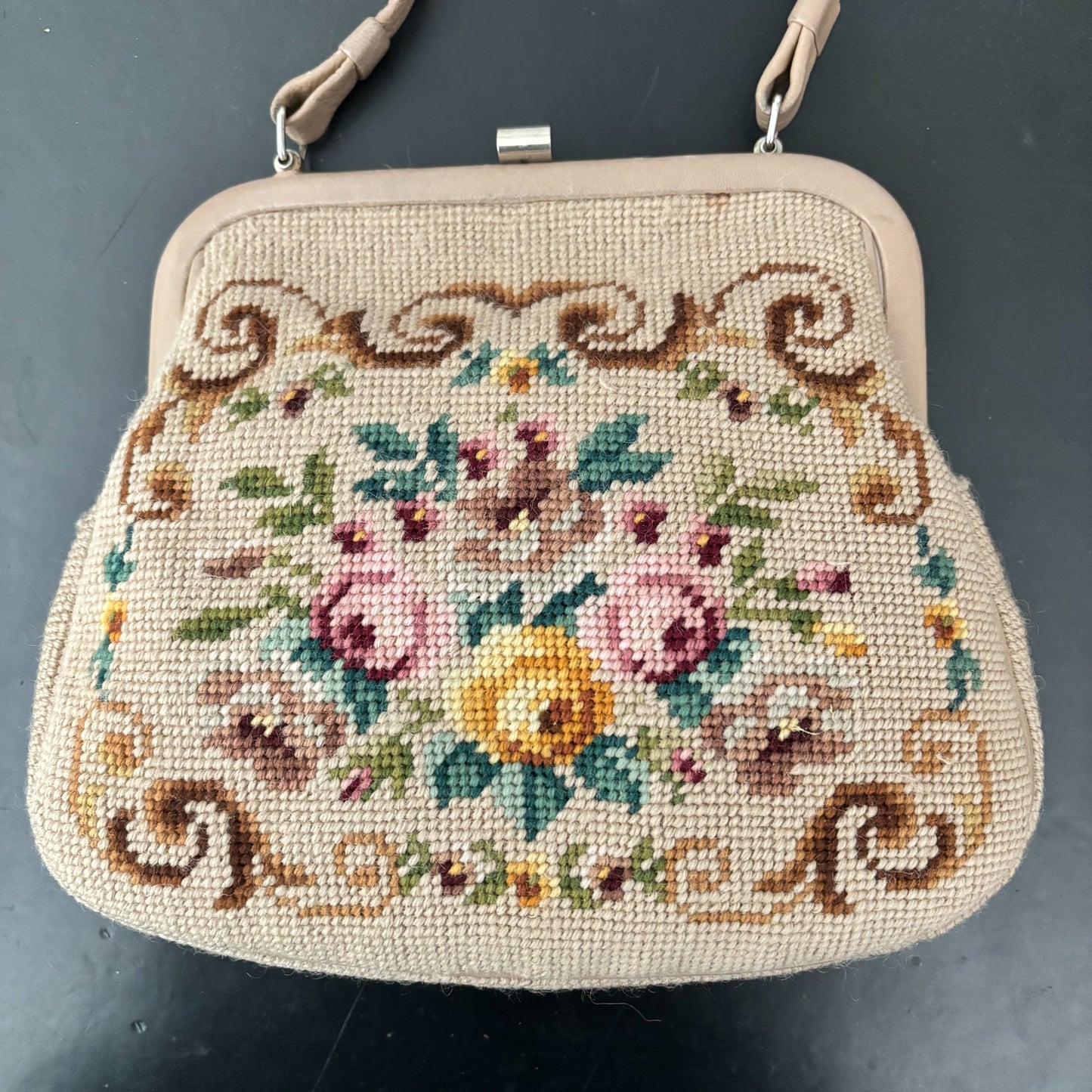 1950s/60s Floral Needlepoint Handbag