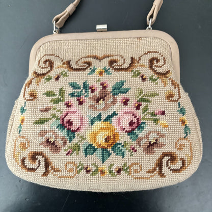 1950s/60s Floral Needlepoint Handbag