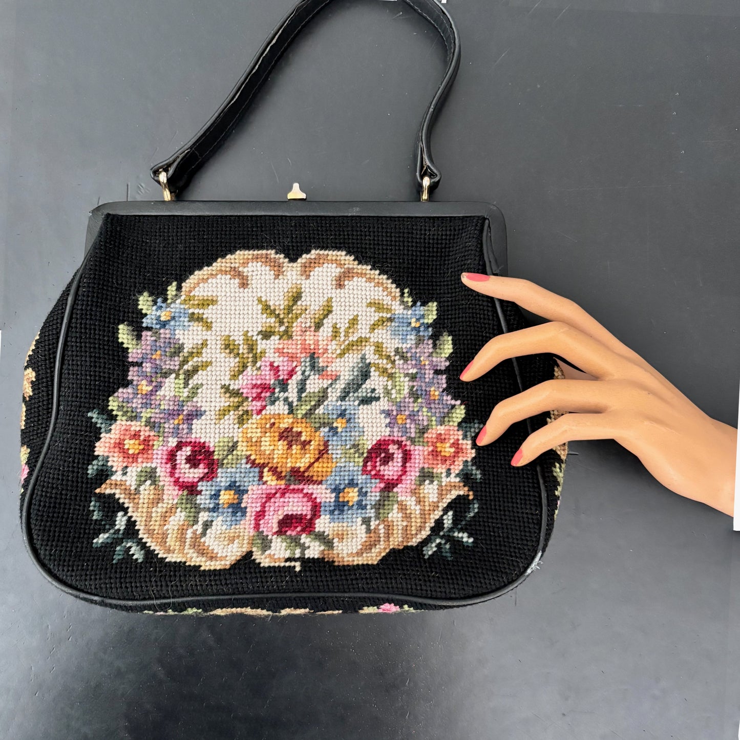 1950s/60s Floral Needlepoint Handbag