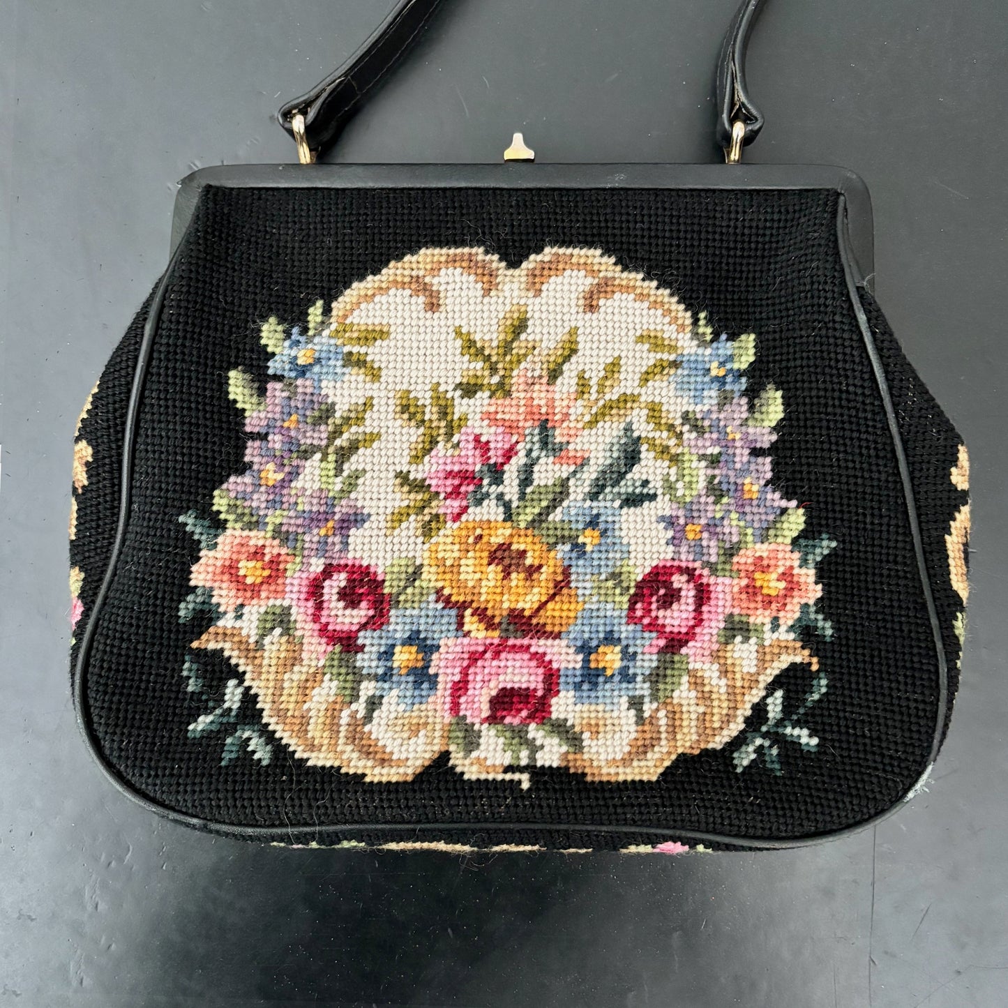 1950s/60s Floral Needlepoint Handbag