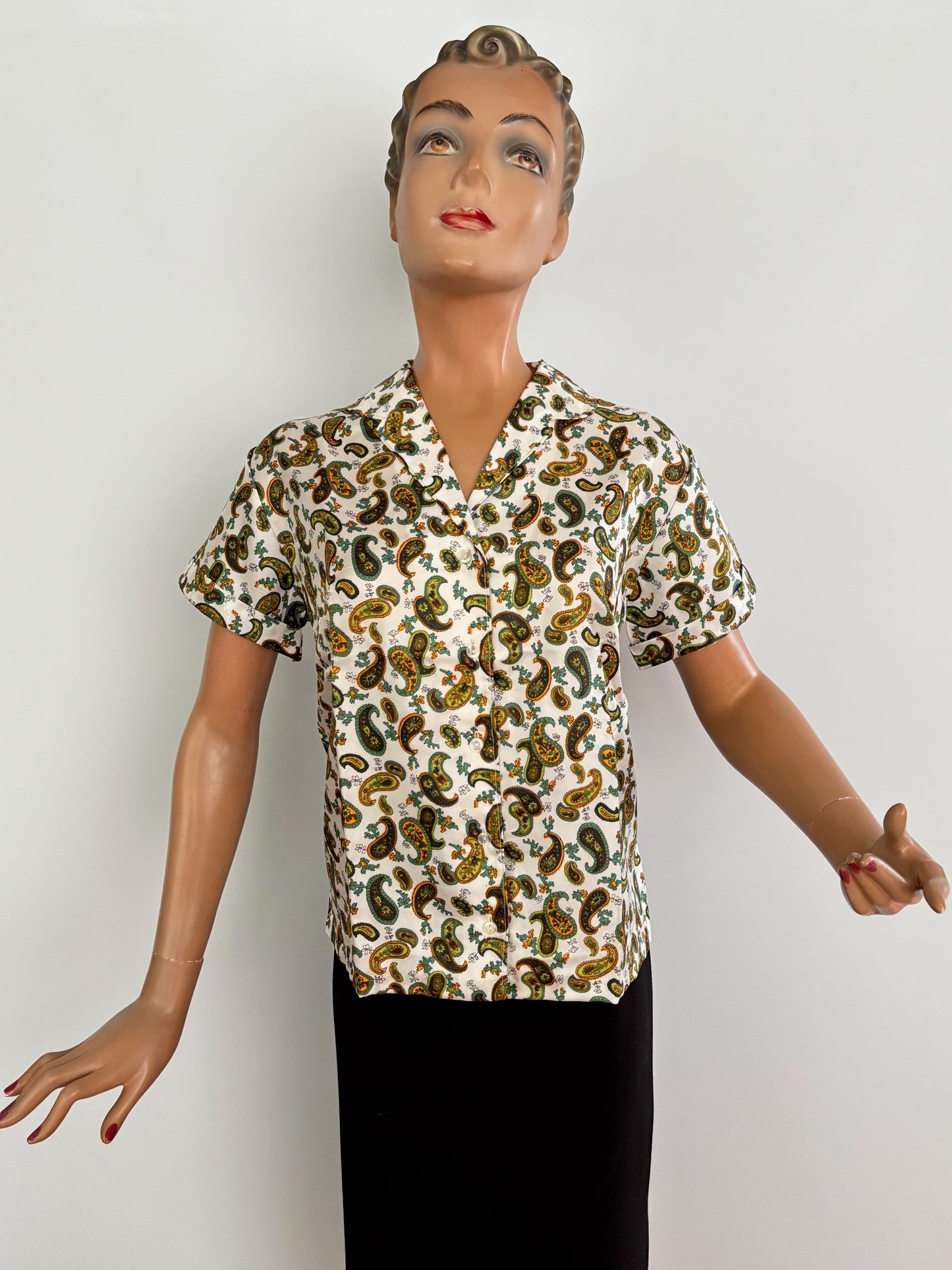 1960s Tricel Paisley Print Blouse Deadstock | L/XL