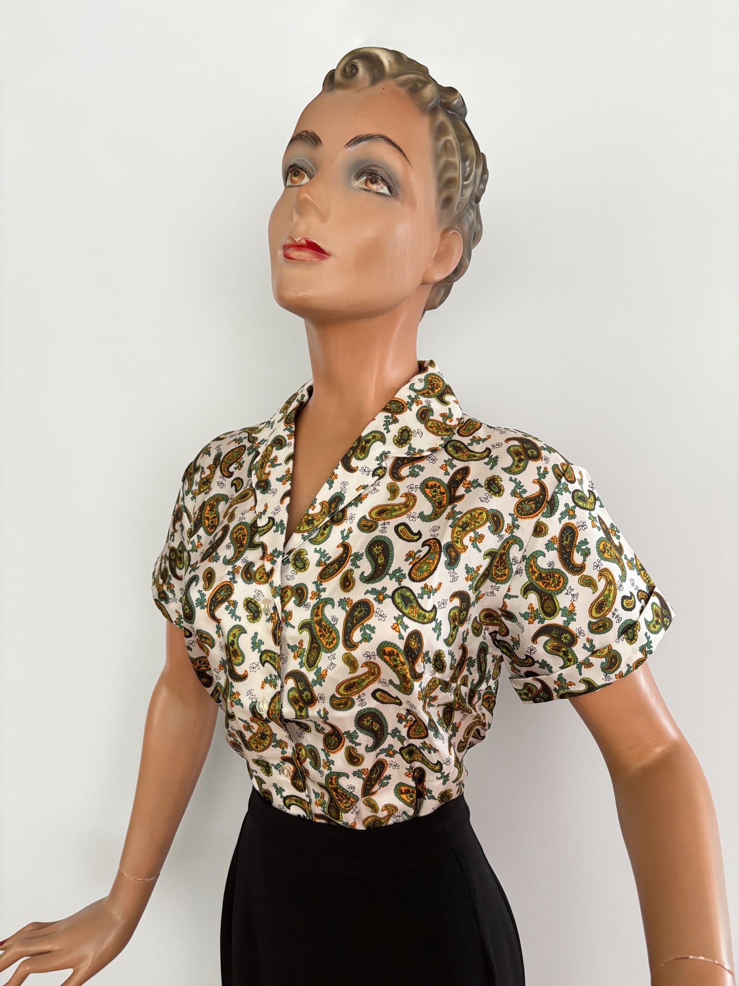 1960s Tricel Paisley Print Blouse Deadstock | L/XL