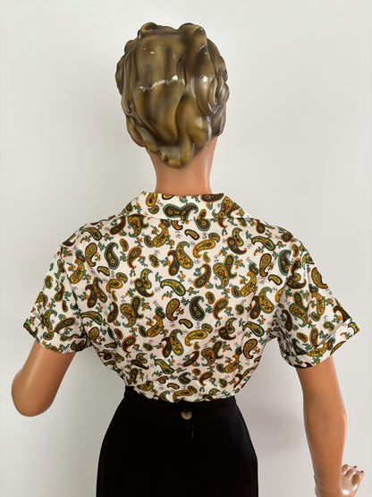 1960s Tricel Paisley Print Blouse Deadstock | L/XL