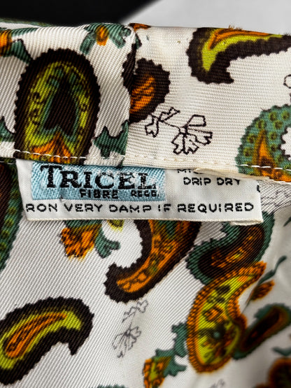 1960s Tricel Paisley Print Blouse Deadstock | L/XL
