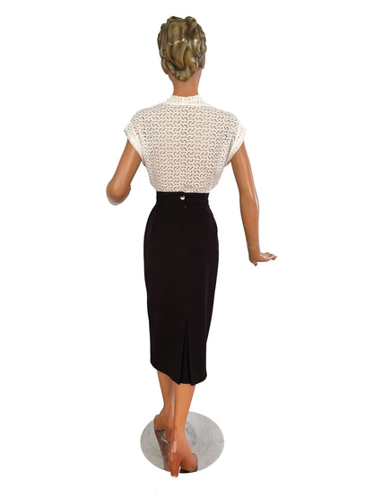 1940s/50s Off-White Cotton Lace Blouse | M