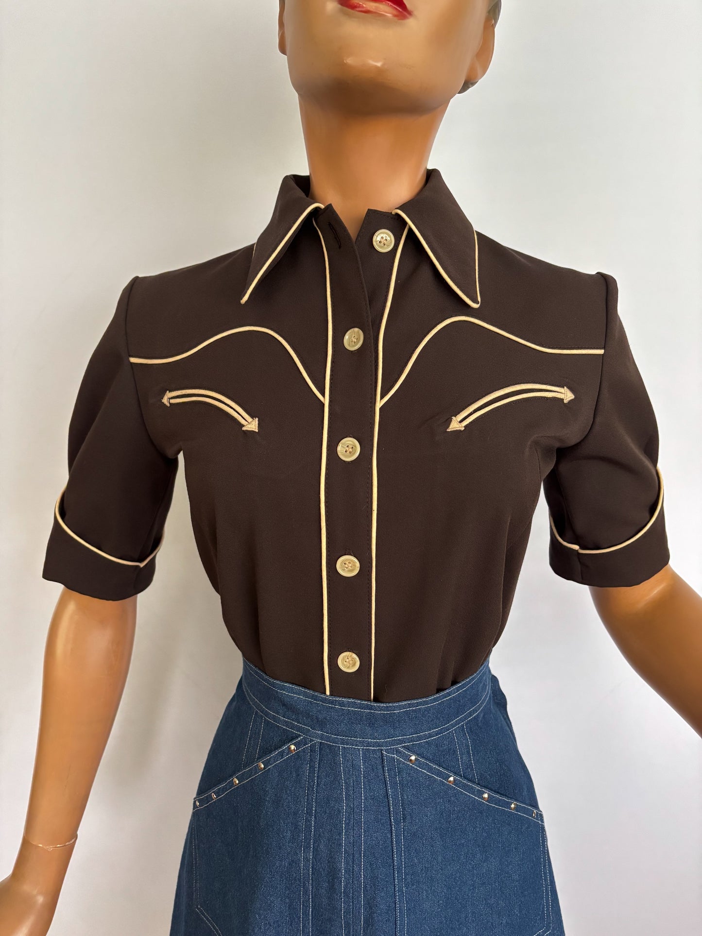 Lorraine 1940s Western Blouse Chocolate